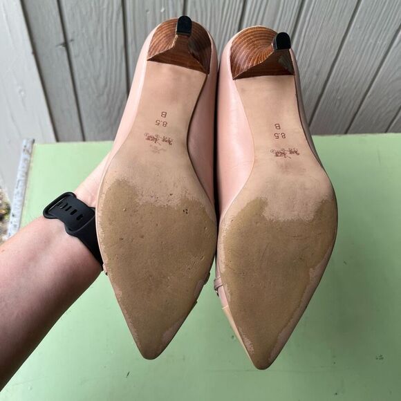 Coach Bowery Kitten Heels Nude Leather Pumps Sz 8.5 | Pointed Toe 3" Heel - Picture 5 of 14